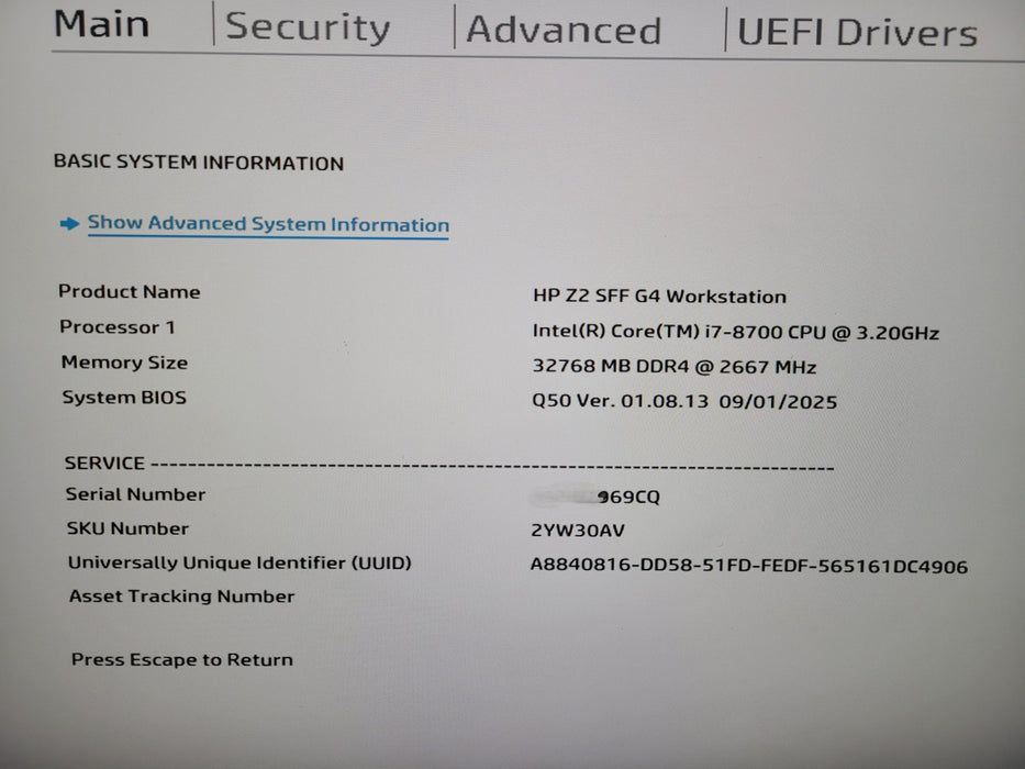 HP Z2 SFF G4 Workstation i7 - 8700 @ 3.00GHz 16GB DDR4 Ram 356GB NVMe