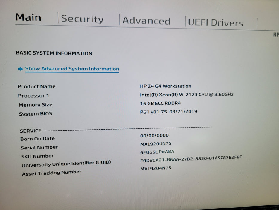 HP Z4 G4 Workstation - Xeon W-2123 16GB DDR4 750W PSU
