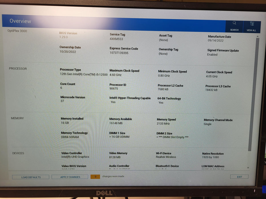 Dell OptiPlex 3000 SFF, i5-12500@3.00GHz, 16GB DDR4, 256GB NVMe