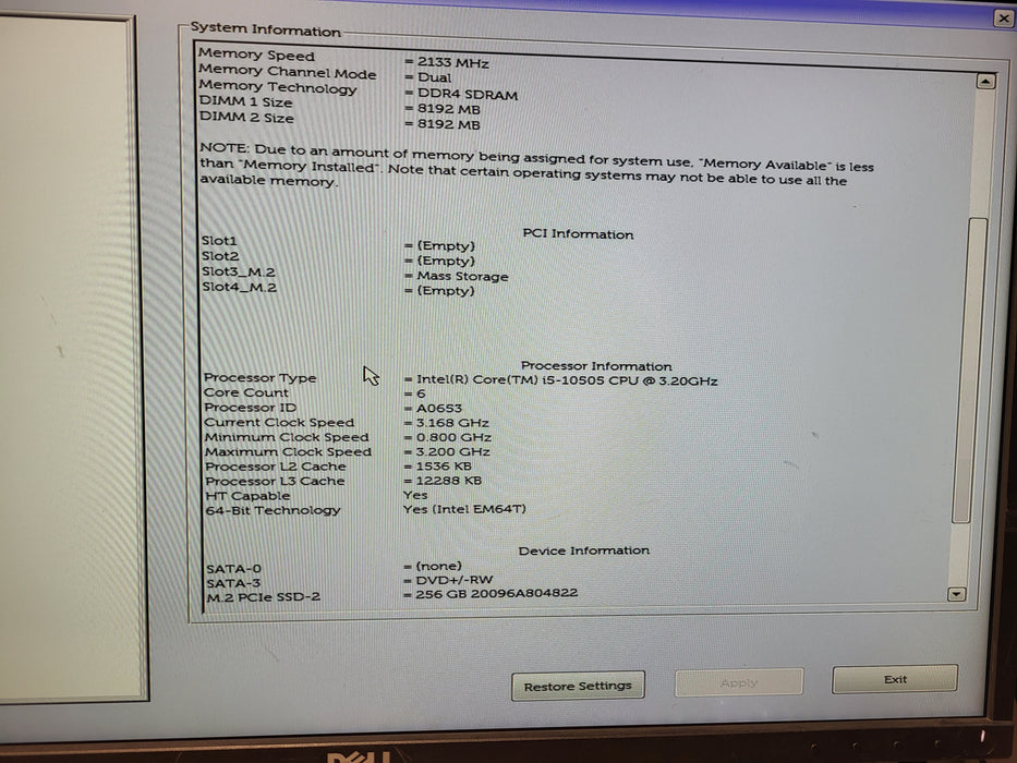 Dell OptiPlex 3080 SFF i5 - 10505 @ 3.20GHz 16GB DDR4 256GB NVMe