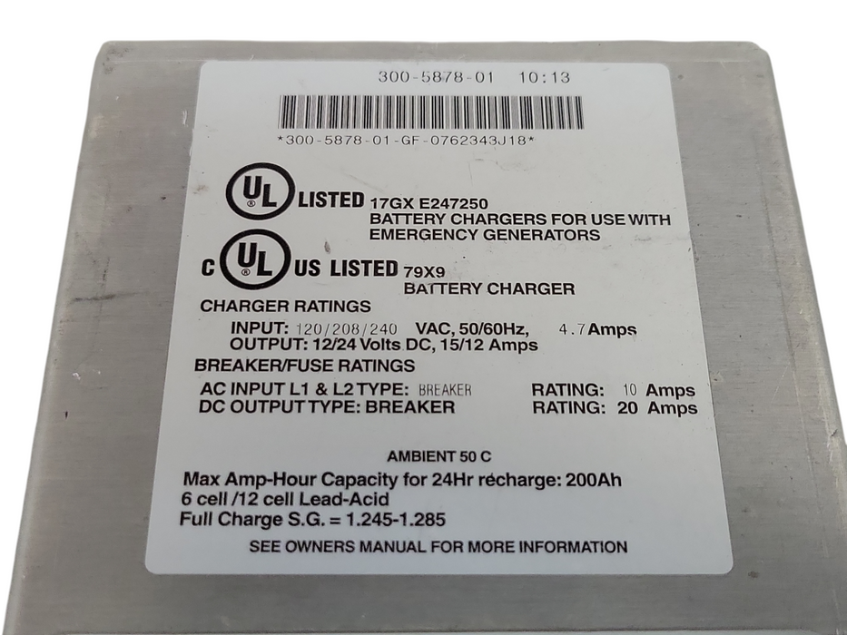 CUMMINS 300-5878-01 BATTERY CHARGER CONTROL ASSEMBLY 15/12 A 12/24V