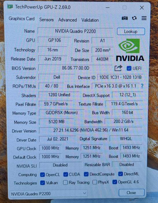 NVIDIA Quadro P2200 5GB GDDR5X Graphics Card | 4x DisplayPort