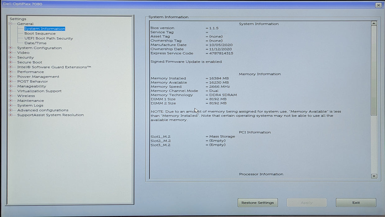 Dell OptiPlex 7080 Micro, i5-10500T, 16GB DDR4, 256GB NVMe