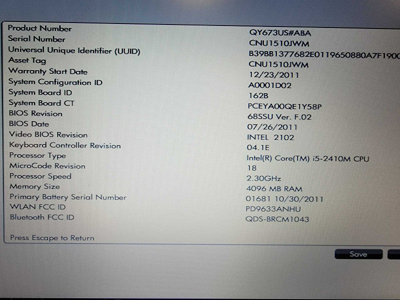 HP EliteBook 2560p| i5-2410M| 4GB DDR3| NO HDD  Î² BudLap
