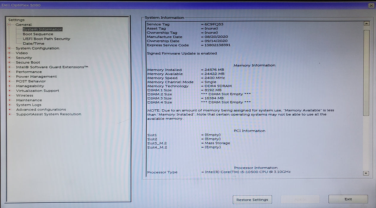 Dell OptiPlex 5080 Tower | Intel Core i5-10500, 16GB DDR4, 256GB NVMe