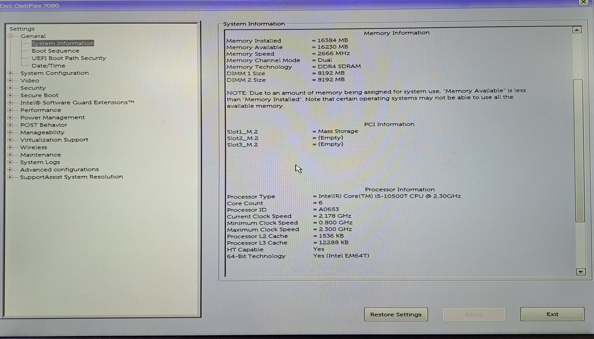 Dell OptiPlex 7080 Micro | Intel Core i5-10500T @2.30GHz, 16GB DDR4, 256GB NVMe