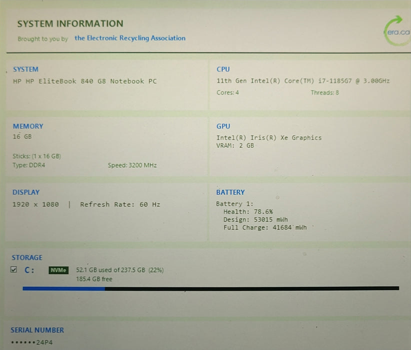 HP Elitebook 840 G8 i7-1185G7 3.0 GHz 16 GB RAM 256GB GB NVME READ