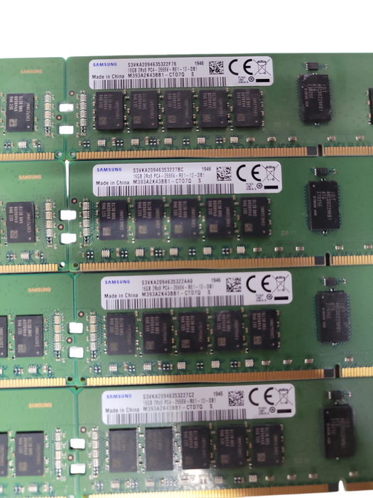 Lot of 8x Samsung 16GB 2Rx8 PC4-2666V-R DDR4 Server RAMs
