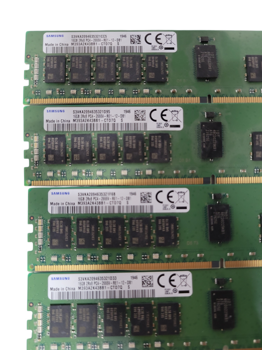 Lot of 8x Samsung 16GB 2Rx8 PC4-2666V-R DDR4 Server RAMs