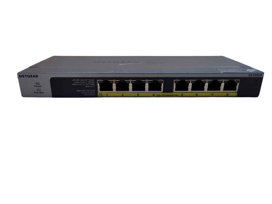 NETGEAR GS108LP 8-Port Gigabit Ethernet PoE+ Unmanaged Switch