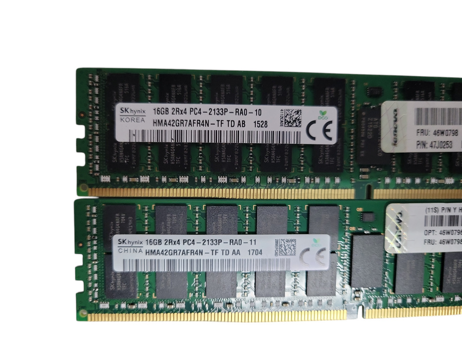 Lot of 2x SKhynix 16GB 2Rx4 PC4-2133P-RA0 DDR4 Server RAMs