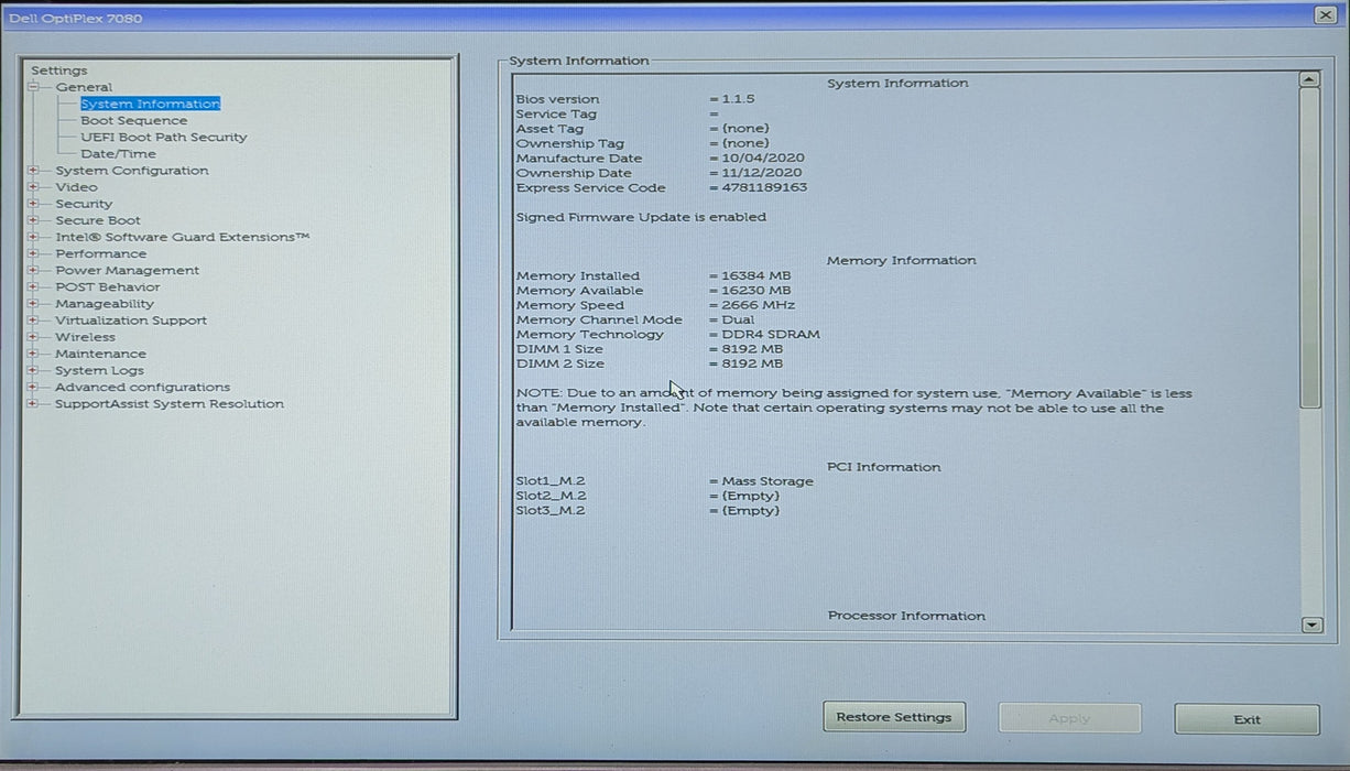Dell OptiPlex 7080 Micro, i5-10500T, 16GB DDR4, 256GB NVMe