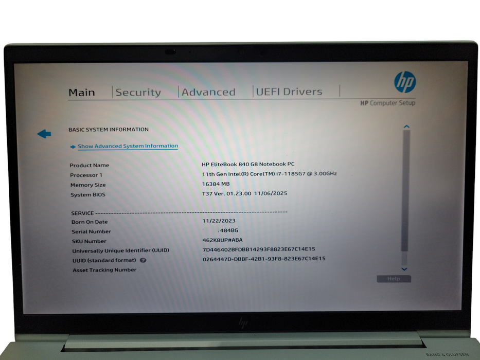 HP Elitebook 840 G8 i7-1185G7 3.0 GHz 16 GB RAM 256GB GB NVME