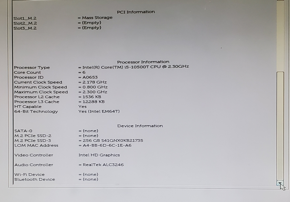 Dell Optiplex 7080 Micro, Core i5-10500T, 8GB DDR4, 256GB NVMe