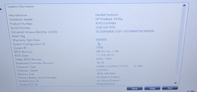 HP EliteBook 2540P| i5 M560| 4GB DDR3| NO HDD  Î² BudLap