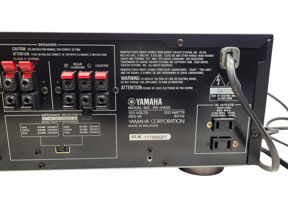 YAMAHA RX-V430 Natural Sound AV Receiver No remote