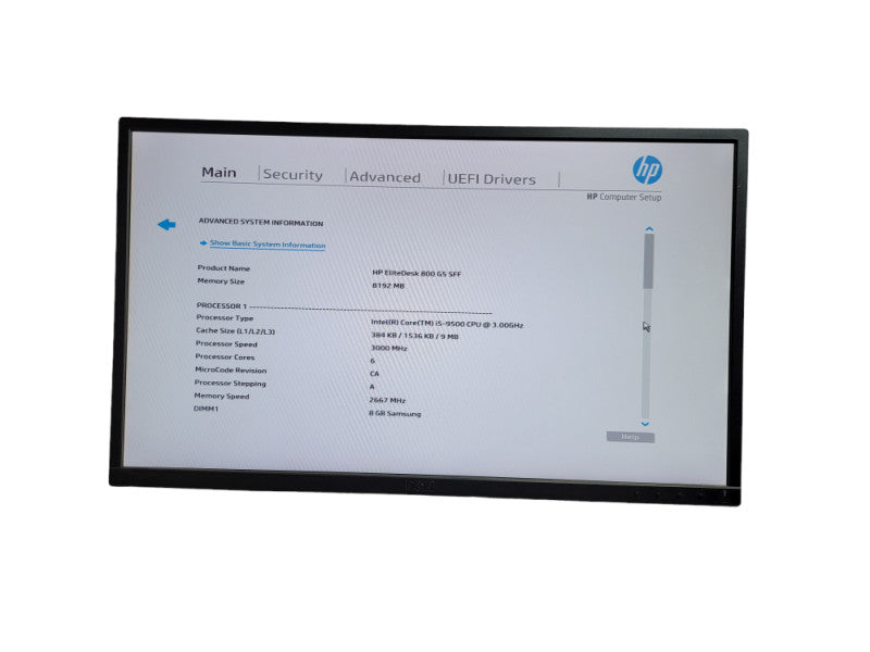 HP EliteDesk 800 G5 SFF Core i5 - 9500 CPU@ 3.00GHz  8GB DDR4 Ram QÎ¸