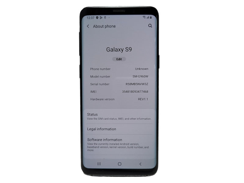 Samsung Galaxy S9 64GB (SM-G960W) READ $