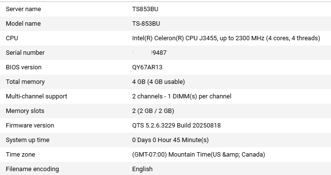QNAP TS-853BU NAS 8 BAY 8x 2TB HDD