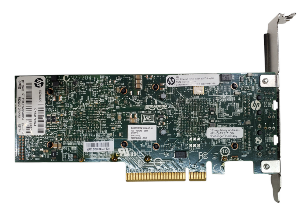 HP 530T 10Gb 2 Port Ethernet RJ-45 Network Server Adapter Card PN: 657128-001