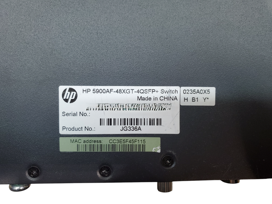 HPE 5900AF-48XGT-4QSFP+ SwitchJG336A w/ Dual Power & Fans