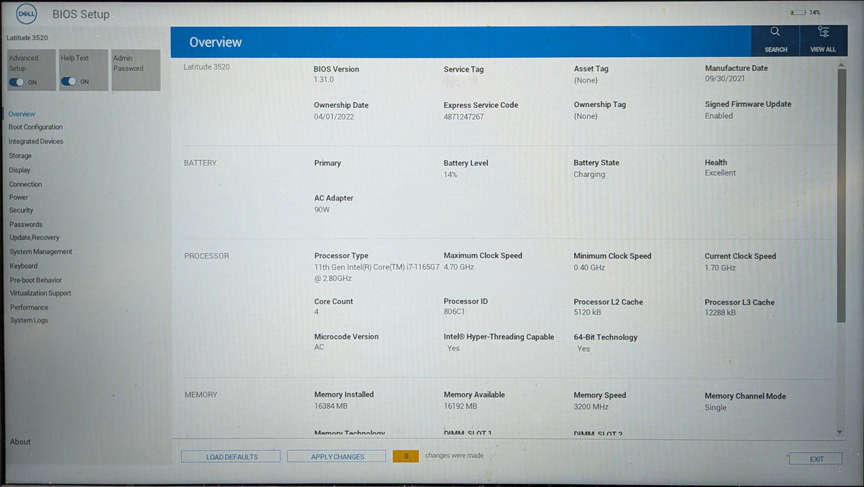 Dell Latitude 3520 i7-1165G7 2.8GHz, 16GB DDR4, 256GB NVMe, READ