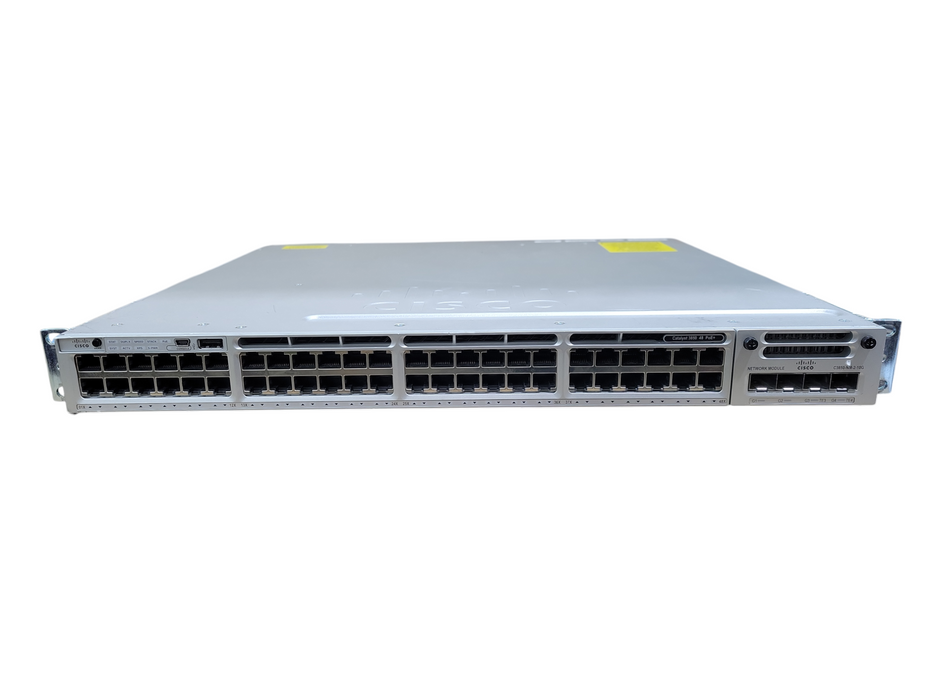 Cisco WS-C3850-48F-L 48 Port PoE+ Gigabit Switch w/ C3850-NM-2-10G 2x PSU