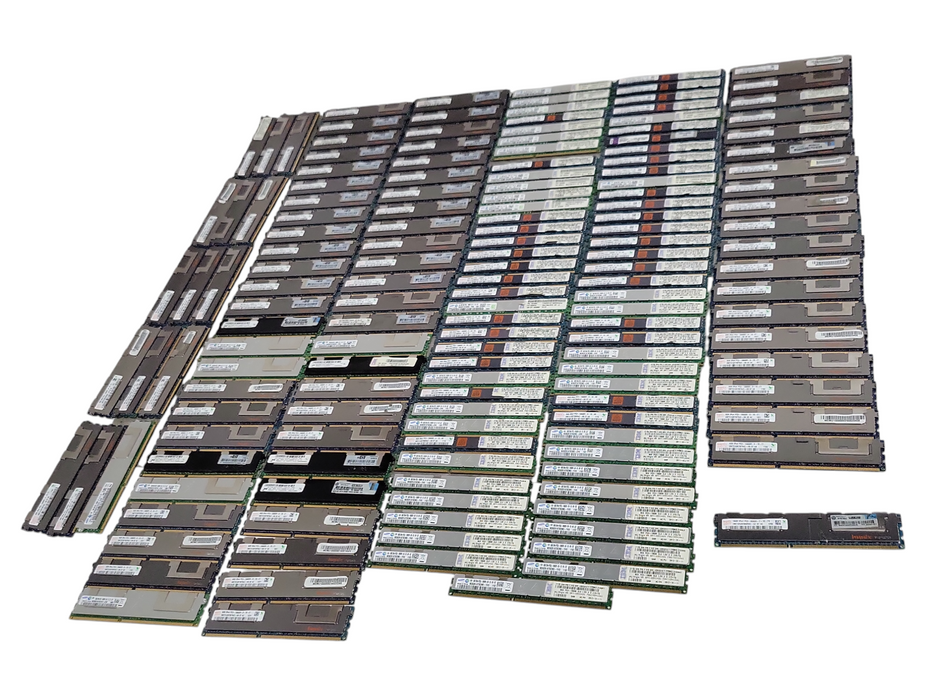 Lot of 157x Assorted Brand/model 8GB 2Rx4 PC3/PC3L 8500R/10600R DDR3 Server RAMs