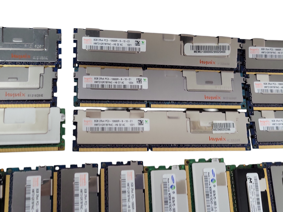 Lot of 157x Assorted Brand/model 8GB 2Rx4 PC3/PC3L 8500R/10600R DDR3 Server RAMs