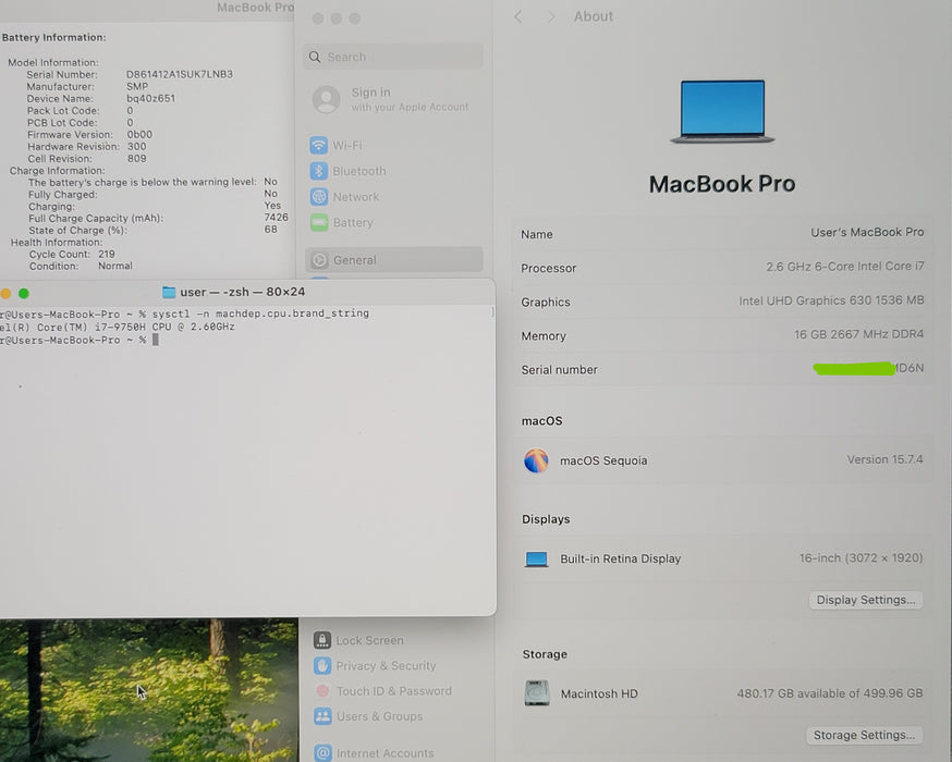 Apple MacBook Pro 16" 2019 A2141  i7-9750H 16GB RAM 512GB SSD READ