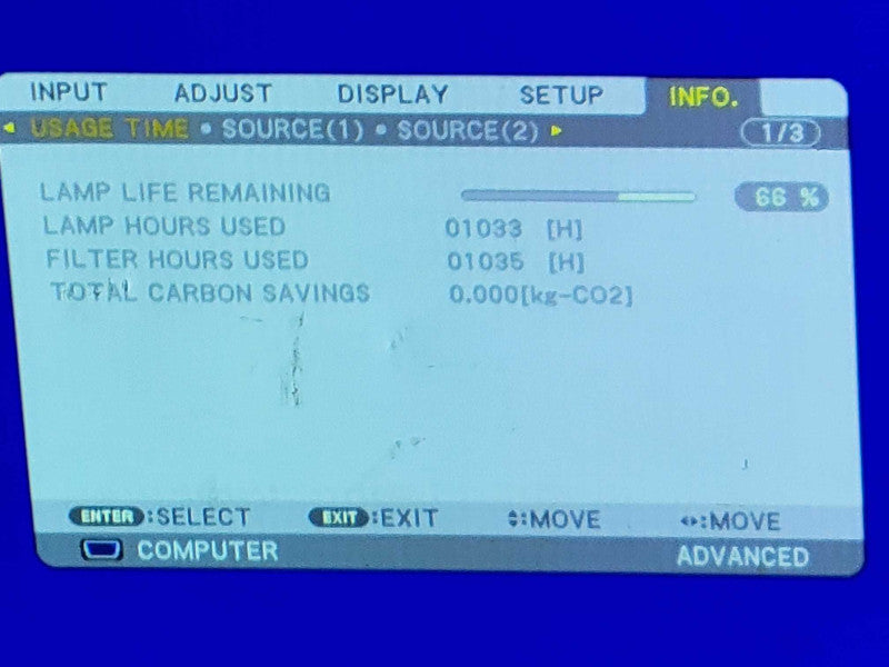 NEC NP-PA571W WXGA 5700 Lumens Projector 1033 Lamp Hours, No Remote _
