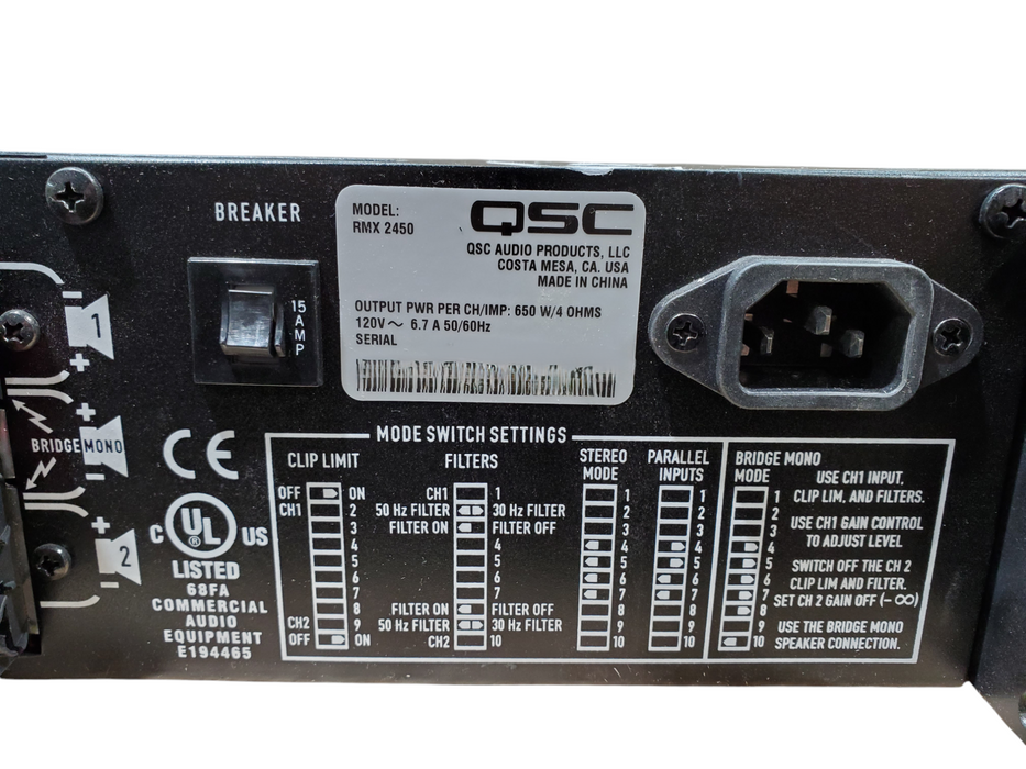 QSC Audio Professional Power Amplifier RMX 2450 *READ*