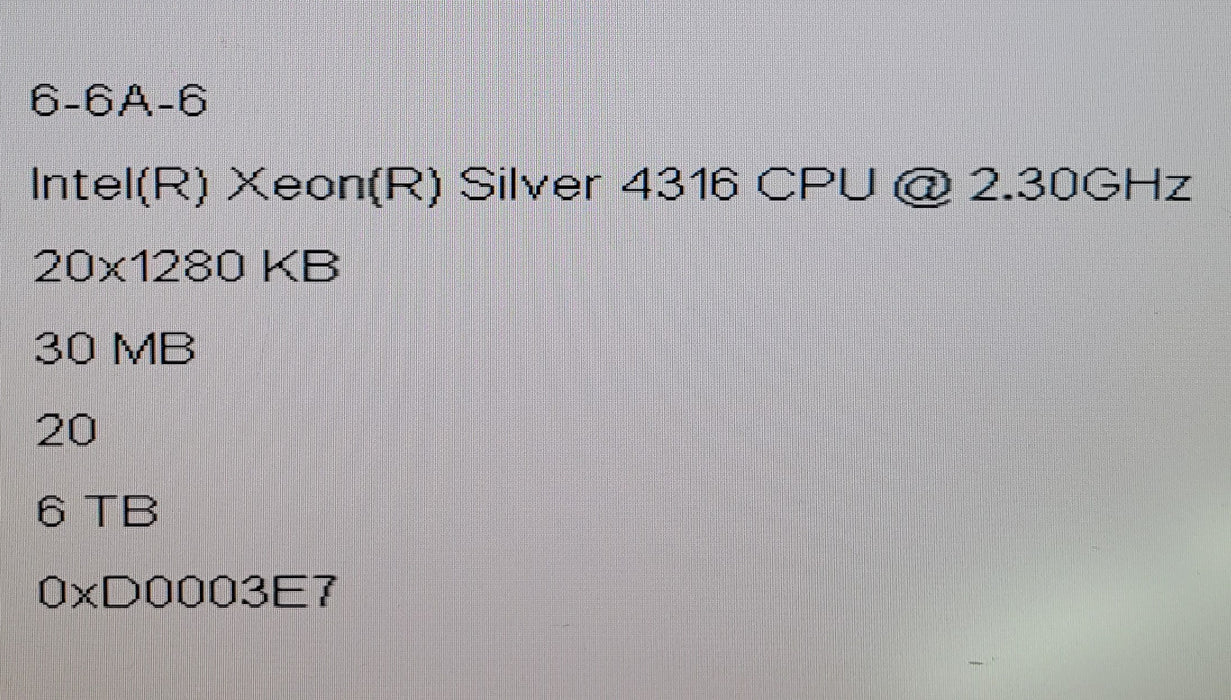 Intel Xeon Silver 4316 @ 2.30GHz SRKXH