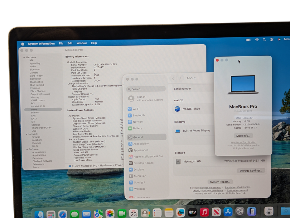 Apple MacBook PRO 2020 13-inch M1 16GB RAM 250GB Storage Touchbar A2338