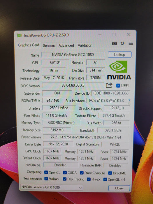 Nvidia GeForce GTX 1080 8GB GDDR5 - Graphics Card