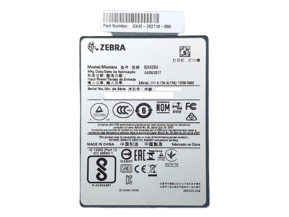 Zebra GX420D Direct Thermal Label Printer GX42-202710-000