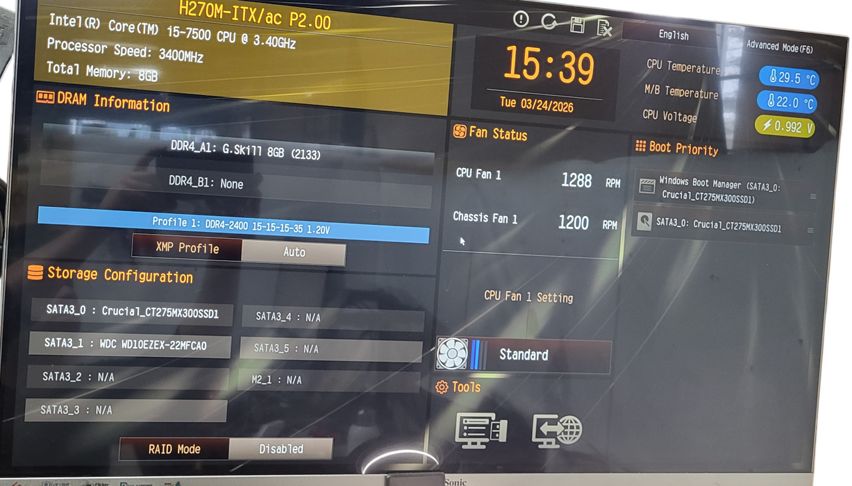 Custom PC i5-7500 CPU | 8GB DDR4 | No HDD | H270M-ITX/ac