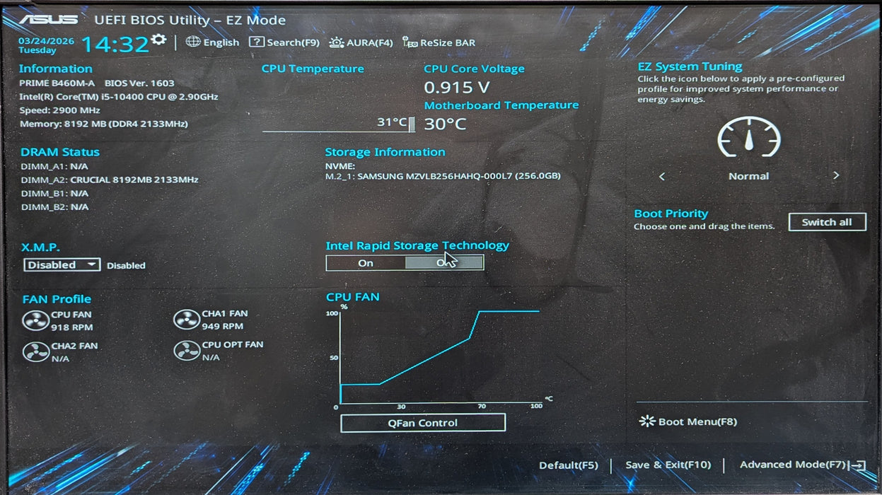 Custom PC, ASUS PRIME B460M-A, i5-10400 2.90GHz, 8GB DDR4, 256GB NVMe