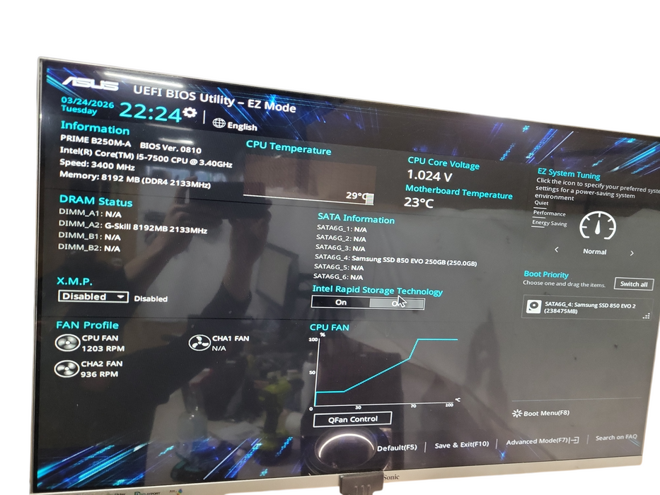 Custom PC i5-7500 CPU | 8GB DDR4 | 250GB SSD | Prime B250M-A