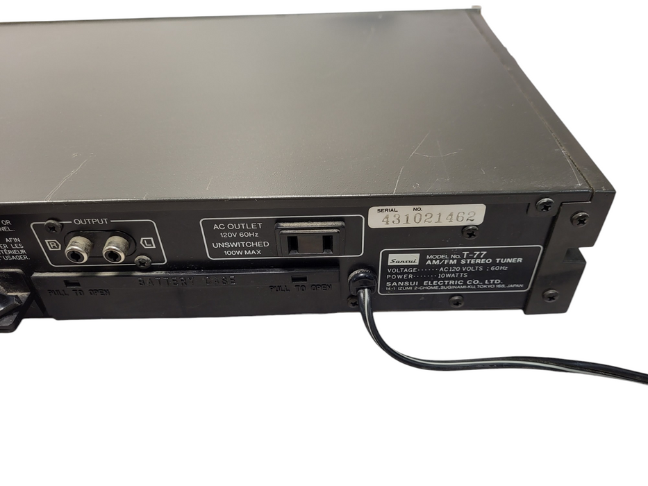 Vintage High Fidelity Sansui T-77 AM/FM Stereo Tuner Tested Audiophile Rare Mint