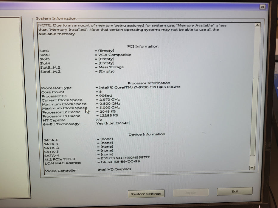Dell OptiPlex 7070 Tower i7-9700 @ 3GHz 16GB DDR4 256GB NVMe