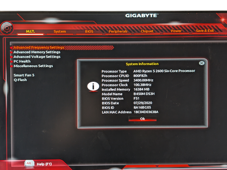 Custom Gaming PC GIGABYTE B450M DS3H AMD Ryzen 5 2600 16GB RAM 256GB NVMe SSD