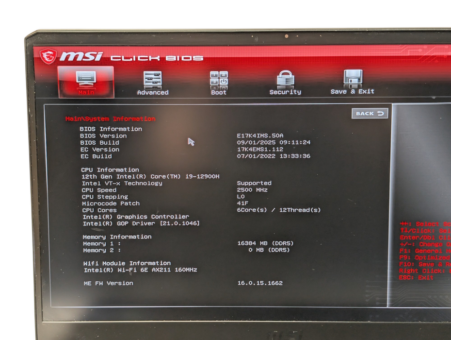 MSI Vector GP76 12USGO Intel Core i9-12900H 16GB RAM 512GB NVMe Please READ
