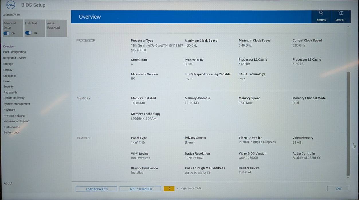 Dell Latitude 7420, i5-1135G7 2.40GHz, 16GB DDR4, 256GB NVMe