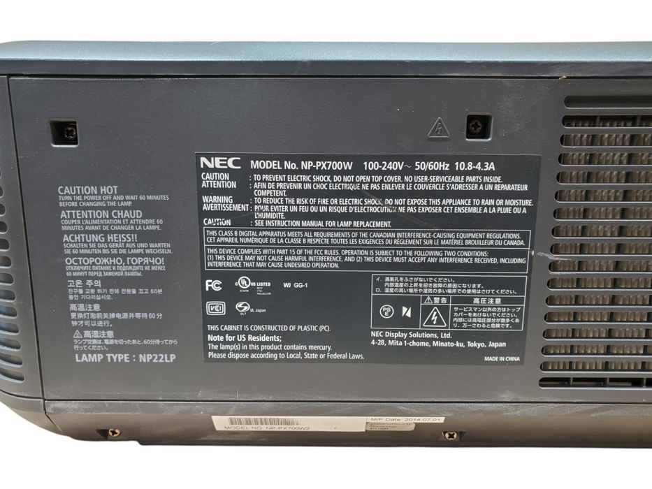 NEC NP-PX700W DLP Large Venue Projector - No Lens *READ*