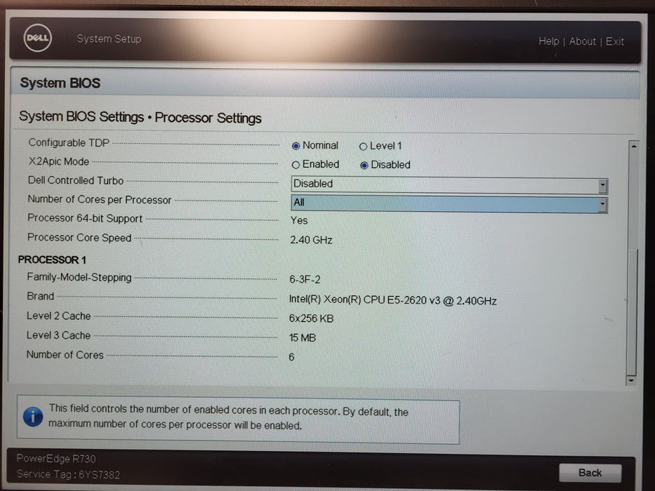 Dell PowerEdge R730 2.5" Xeon E5-2620 v3, 8GB DDR4, H730P Mini - No HDD READ