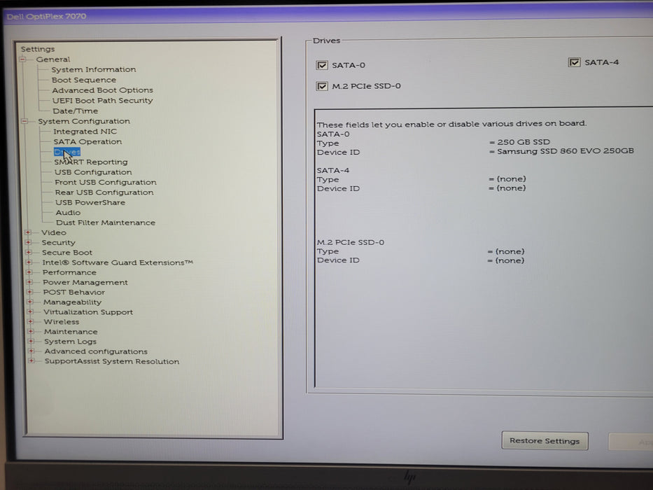 Dell OptiPlex 7070 Micro Core i5 - 9500T 2.20GHz 8GB DDR4, 250GB SSD, SEE Detail