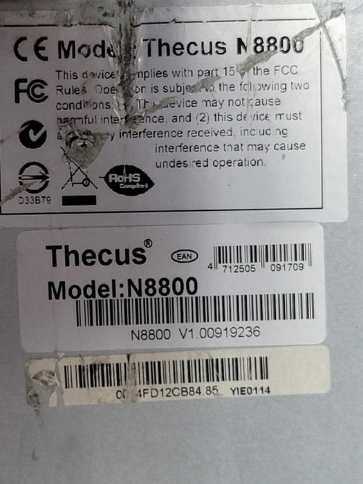 Thecus N8800 8-Bay NAS with 6x HDD Trays, No HDD, 2x PSU, READ _