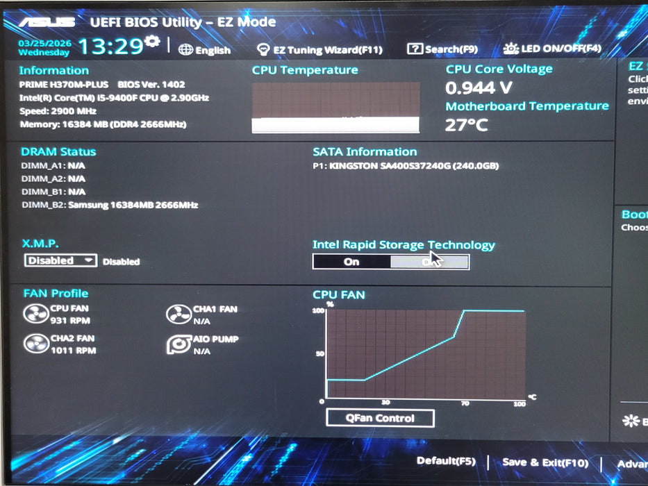 Custom/Asus Tower PC, core I5-9400F 2.90GHz, 16GB DDR4 RAM, 240GB SSD, READ