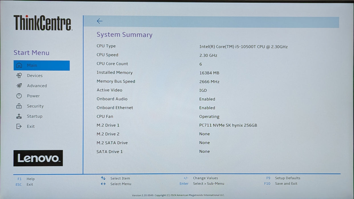 Lenovo ThinkCentre M90q, i5-10500T 2.30GHz, 16GB DDR4, 256GB NVME, PWR